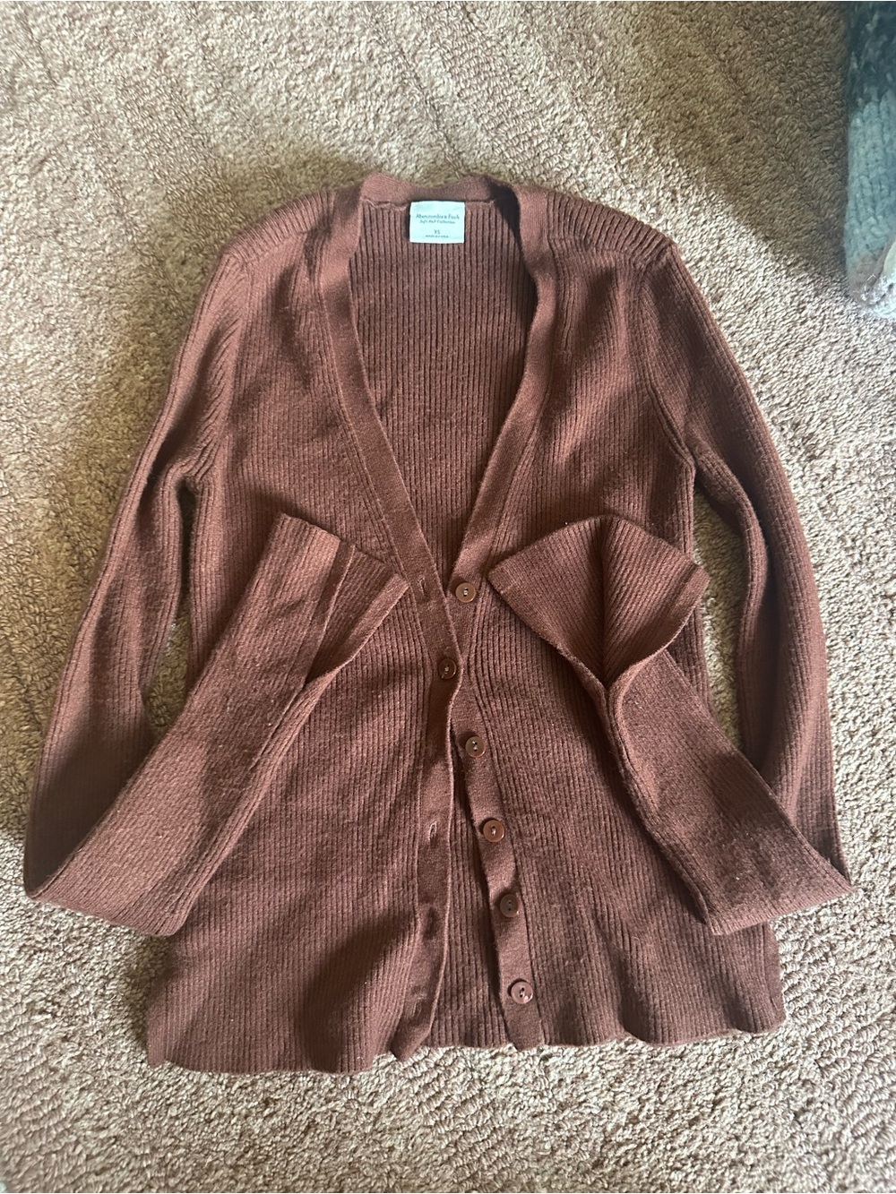 Button-Front Ribbed Cardigan Sweater